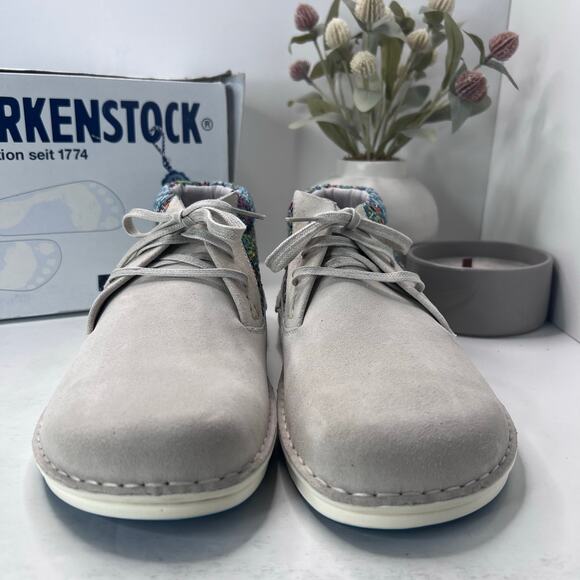 Birkenstocks Memphis High Leather/Textile Shoes Gray/Blue Men 13 NWB Regular Fit - Picture 2 of 10